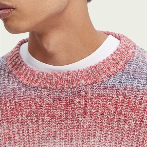 Scotch & Soda Gradient Cotton-Blend Crewneck Sweater in Blue Combo Size L NWT - Picture 2 of 16